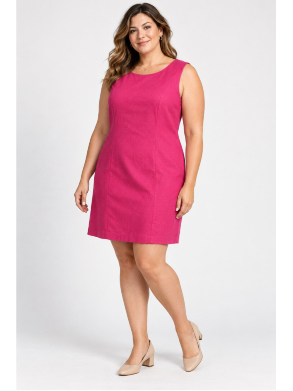 Casual Corner Fuchsia Pink Sleeveless Sheath Dress – Size 16